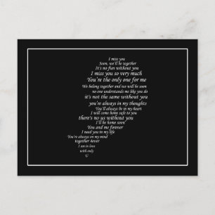 I Miss You  Text, too,  in Half of Heart Postcard