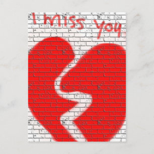 I Miss You, Twinflame Friend Love Broken Heart Red Postcard