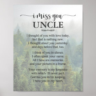 I Miss You Uncle Poem Poster