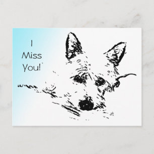 I Miss You! Westie Digital Photo Art Ink Sketch Postcard