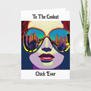 I Miss You Woman in Sunglasses City Reflection Card