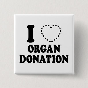 I {MISSING HEART} ORGAN DONATION 15 CM SQUARE BADGE