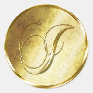 I Monogram Faux Gold Envelope Seal Stickers