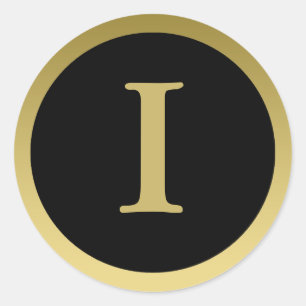 I :: Monogram I Elegant Gold and Black Stickers