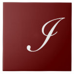 I Monogram Initial White on Maroon Ceramic Tile<br><div class="desc">Classic White Letter Monogram on Dark Red Background, I</div>