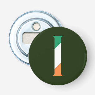 I Monogram overlaid on Irish Flag bocnt Bottle Opener