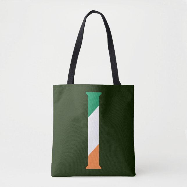 I Monogram overlaid on Irish Flag stcnt Tote Bag (Front)
