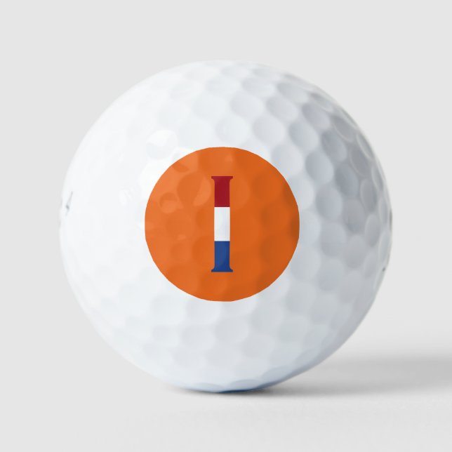I Monogram overlaid on NLD Flag on or be6 gbcnt Golf Balls (Front)