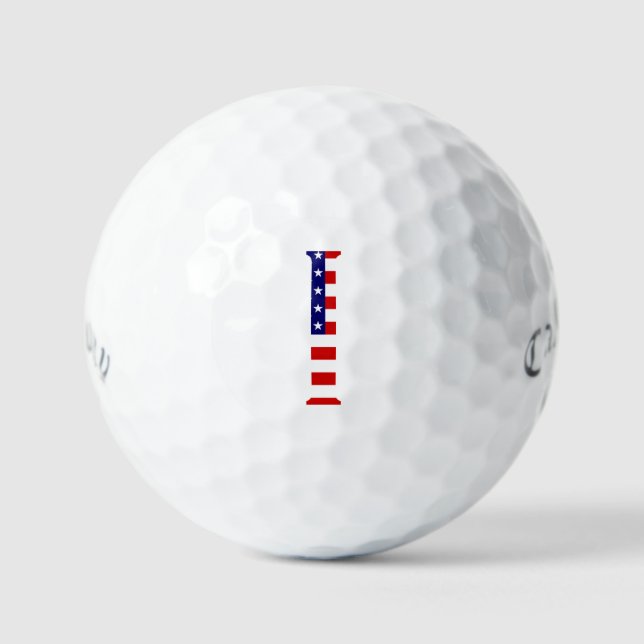 I Monogram overlaid on USA Flag css gbcnt Golf Balls (Front)