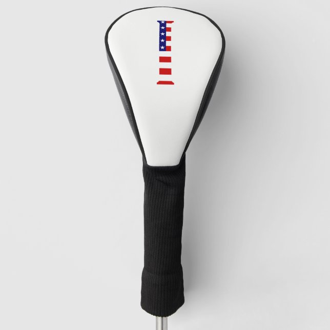 I Monogram overlaid on USA Flag dccnt Golf Head Cover (Front)