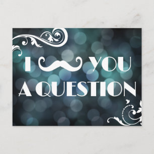 I Moustache You A Question Bokeh Lights Invitation Postcard