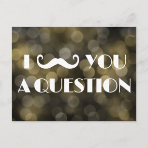 I Moustache You A Question Bokeh Lights Invitation Postcard