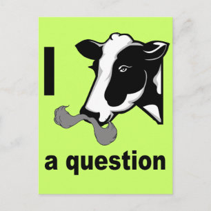 I Moustache You A Question - Cow Humour Postcard