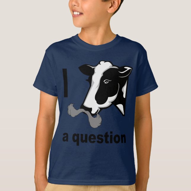 I Moustache You A Question - Cow Humour T-Shirt (Front)