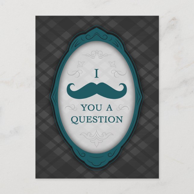 I Moustache You A Question Elegant Frame Invitation Postcard (Front)