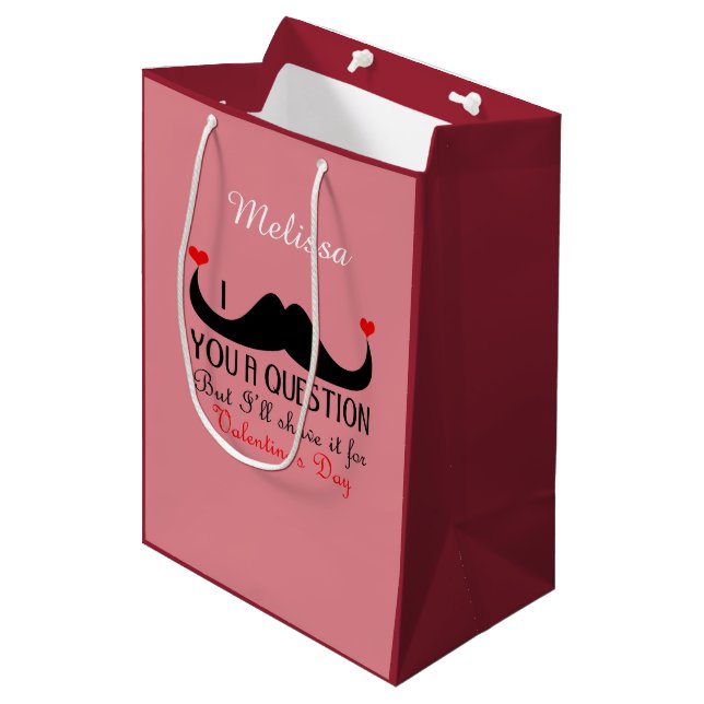 I moustache you a question Valentine's day Medium Gift Bag (Front Angled)
