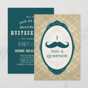 I Moustache You A Question Vintage Frame Invitation