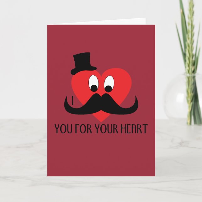 I moustache you for your heart Valentine's day Red Holiday Card (Front)