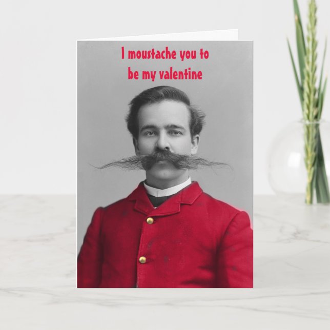I Moustache You to be My Valentine Thank You Card (Front)