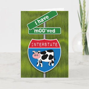 I Moved Rural Announcement Cow and Road Signs