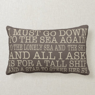 I Must Go Down to the Sea Pillow in Brown
