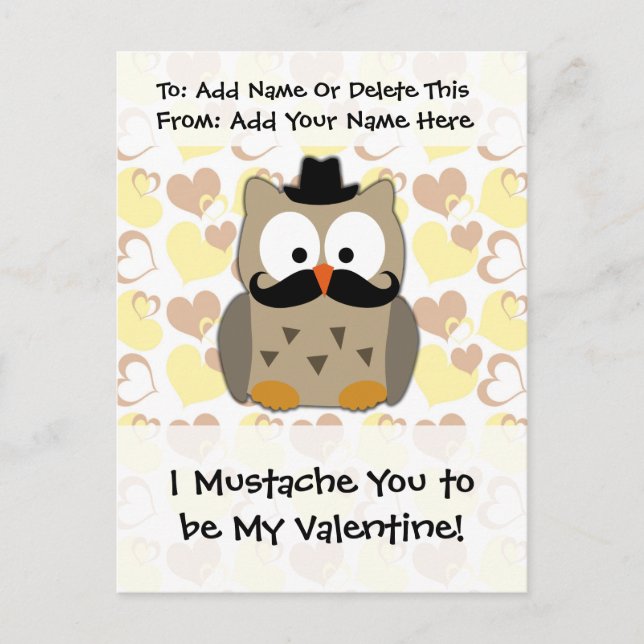 I Mustache You to be My Valentine Holiday Postcard (Front)