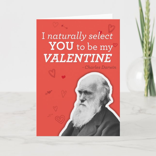 I Naturally Select You To Be My Valentine - Darwin Holiday Card (Front)
