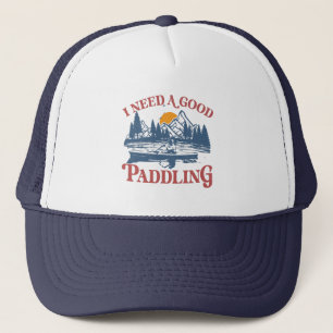 I Need A Good Paddling Retro Sunset Canoe Kayaking Trucker Hat