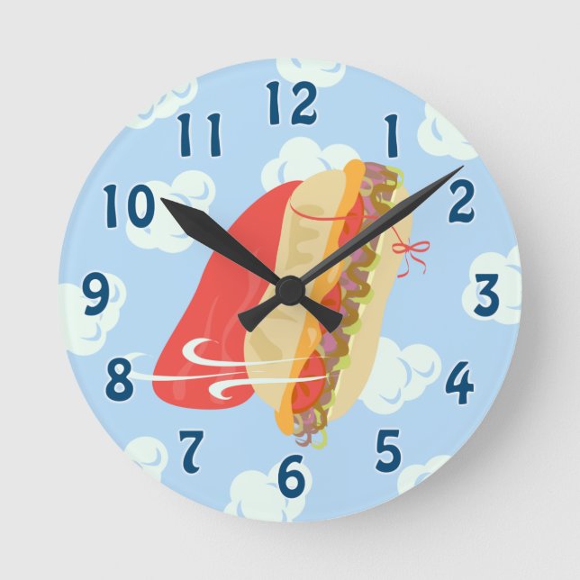 I Need A Hero Cartoon Cute Caped Sandwich Round Clock (Front)