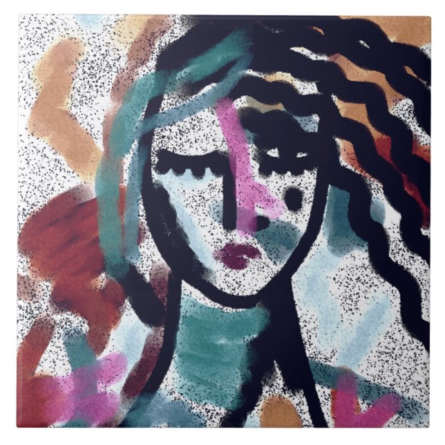 I Need a Vaca Abstract Digital Painting  Ceramic Tile (Front)