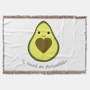I Need an Avocuddle Cute Kawaii Avocado Throw Blanket
