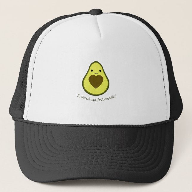 I Need an Avocuddle Cute Kawaii Avocado Trucker Hat (Front)