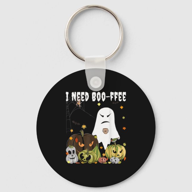 I Need Boo-ffee Ghost Jack-o-lantern Coffee Lover  Key Ring (Front)