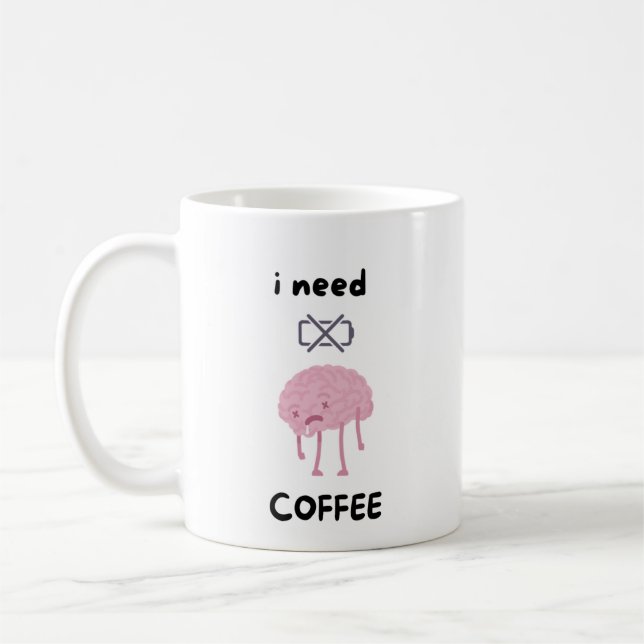 I Need Coffee - Funny Coffee Lover Mug" Mug (Left)