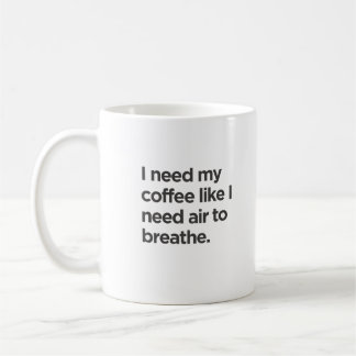 I Need Coffee Like I Need Air to Breathe Mug