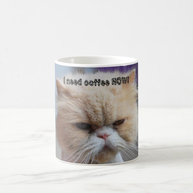 I Need Coffee Now Persian Cat Coffee Mug (Center)