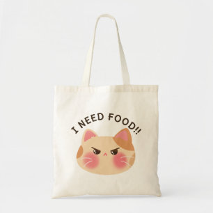 I need food! cute angry cat tote bag
