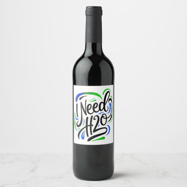 I need H2O script Wine Label (Front)