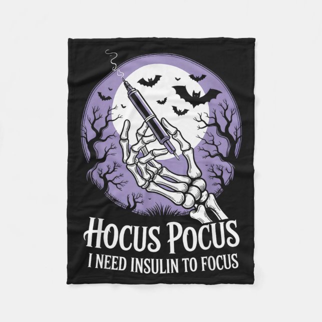 I Need Insulin To Focus Halloween Funny Design  Fleece Blanket (Front)
