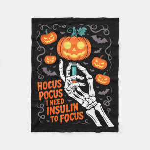 I Need Insulin To Focus Halloween Funny Design  Fleece Blanket