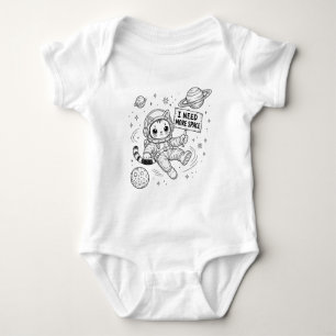 I Need More Space Funny Cat Astronaut Baby Bodysuit