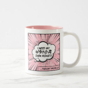 I Need My Coffee: Funny Caffeine Comic Pop Art Two-Tone Coffee Mug