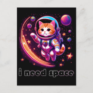 I Need Space Cat Holiday Postcard