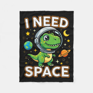I Need Space Cute Dino Astronaut Fleece Blanket