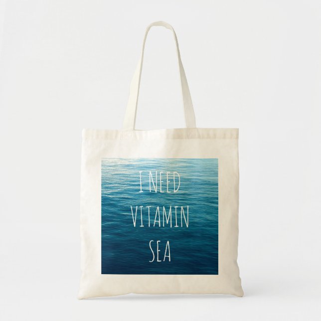 I NEED VITAMIN SEA - Bag with sea background. (Front)