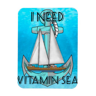 I Need Vitamin Sea Boat Magnet