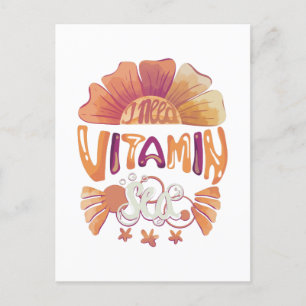 I Need Vitamin Sea: Hand-Lettered Sunset Escape Postcard
