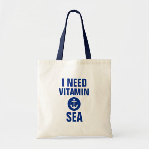 I Need Vitamin Sea Nautical Blue Anchor Tote Bag B