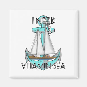 I Need Vitamin Sea Nautical Sailboat Magnet
