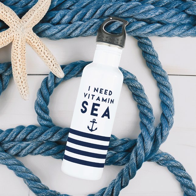 I Need Vitamin Sea Navy and White 710 Ml Water Bottle (Creator Uploaded)